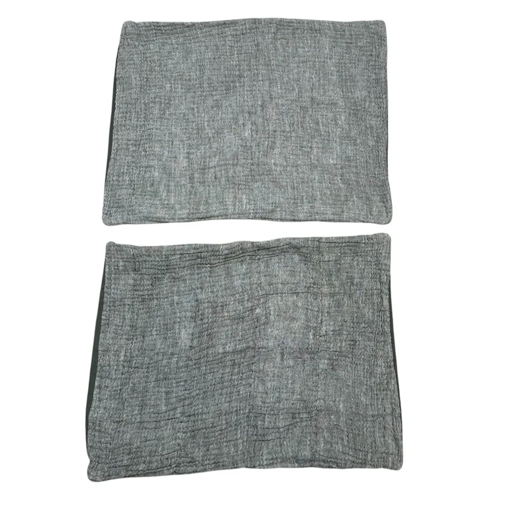 2 Pottery Barn Cloud Linen Cotton Gauzy Textured Green Pillow Sham Set 25.5x19.5